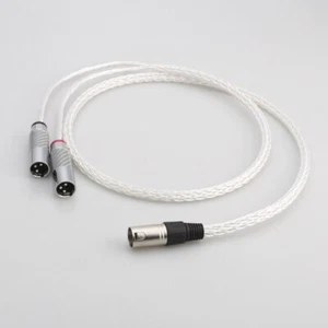 Cavo audio HI-FI bilanciato OCC placcato argento 4 pin XLR maschio a 2x 3 pin maschio - Foto 1 di 6