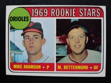 1969 Topps Baseball Card # 66 Orioles Rookies - Mike Adamson / Merv Rettenmund