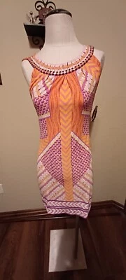 HALE BOB ~WOMEN'S  SLEEVELESS  DRESS~ SIZE SMALL coral multicolored  NEW (V) - Image 1 of 4