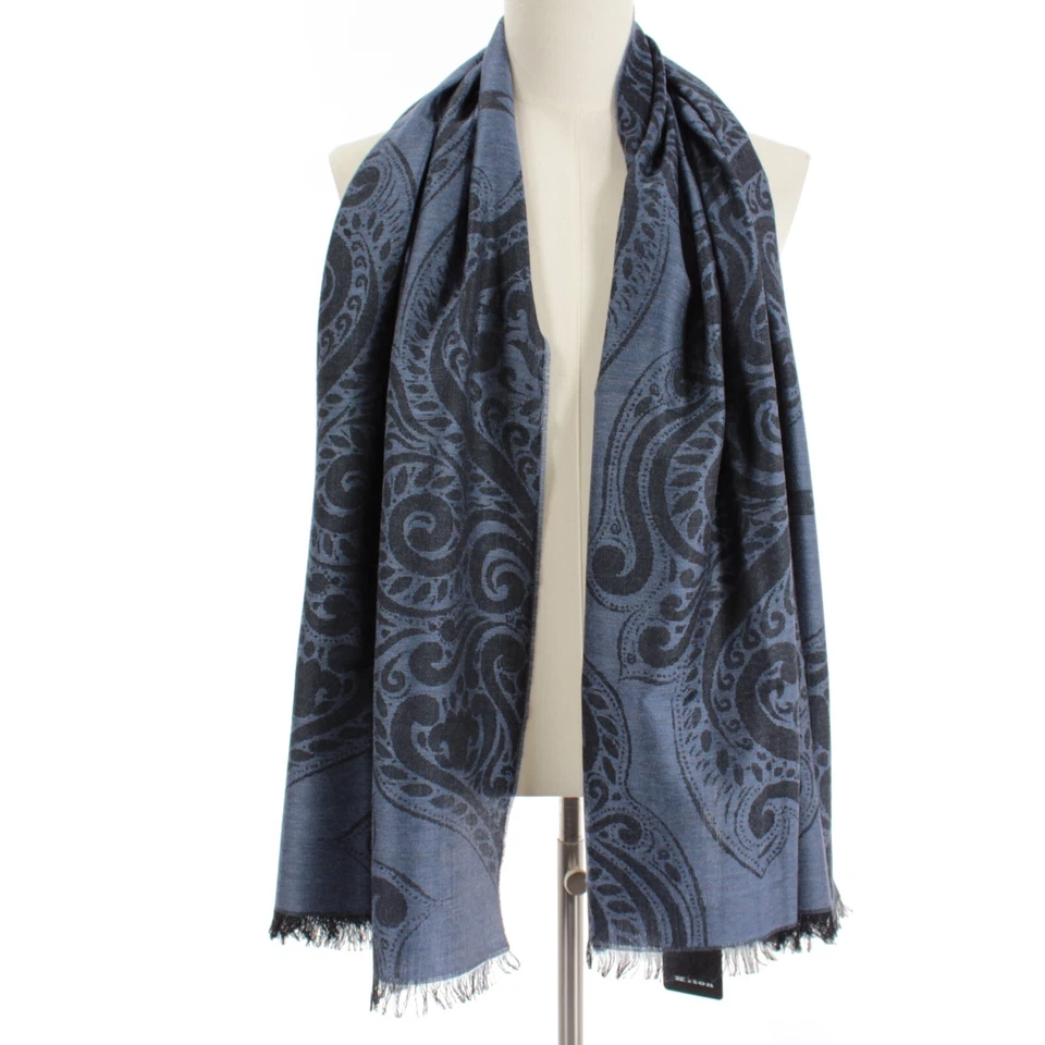 Kiton новый с Ярлыками 100% кашемир причудливый шарф один размер в синий и черный сделано в Италии - Изображение 1 из 4