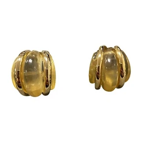 Vintage Kenneth Lane Womens Gold-Tone Clip-On Earrings Yellow Lucite KJL Signed - Picture 1 of 6