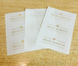 Frohliche Weihnachten German Christmas Stickers Gold, Silver, Rose Gold Labels - Picture 1 of 8
