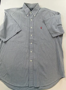 Ralph Lauren Mens Blake Blue White Check Short Sleeve Button Down Shirt Size L - Picture 1 of 7