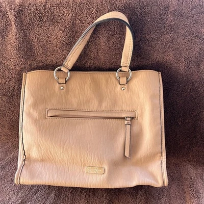 Jessica Simpson Satchel purse handbag lots of pockets beige leopard print inside - Image 1 of 4