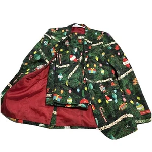 Shinesty Suit Mens 36 Green Tree Bulbs Christmas Jacket Pants Tie 31/32 - Picture 1 of 10