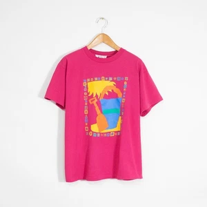 Vintage 90s Beach Sandcastle Art T-Shirt Large Single Stitch Distressed Drawing - Bild 1 von 8