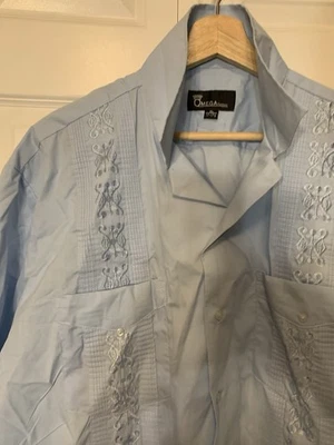 Camisa vintage Omega Guayabera para hombre talla XL cubana mexicana con botones 17-17,5 azul Foto 1 de 4