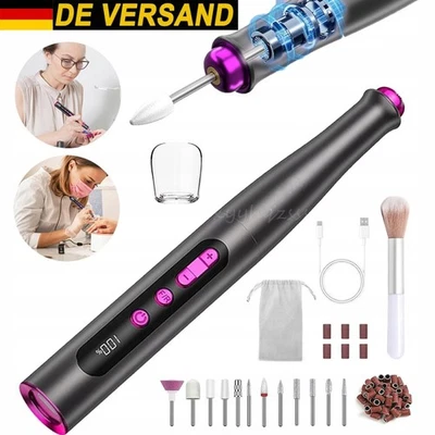 Profi Nagelfräser Elektrische Nagelfeile Akku 20000 U/min Kabellos USB 11-in-1 - Bild 1 von 4