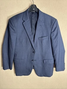 Jos A Bank 42S Dark Blue Check 2 Button 100% Wool Blazer Tailored Fit Traveler's - Picture 1 of 16