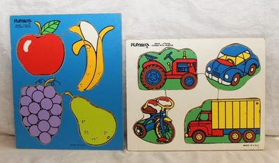 Rompecabezas de madera favorito de frutas y cosas con ruedas 4 piezas cada uno Foto 1 de 3