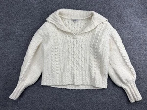 Madewell Sweater Womens Small White Cable Knit Collared Pullover Cozy Chunky - Picture 1 of 7