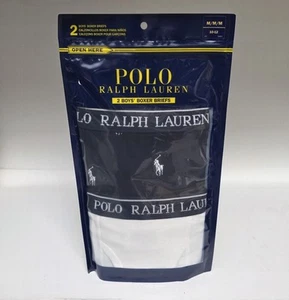 Polo Ralph Lauren Boys' Boxer Briefs 2-Pack NavyBlue/White Size Medium 10-12 - Picture 1 of 2