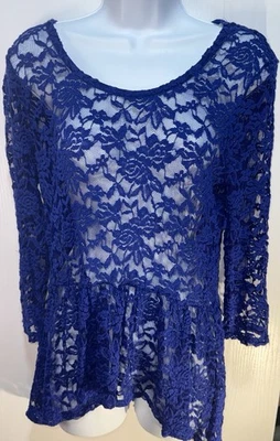 Top babydoll de encaje azul Decree - talla L Foto 1 de 4