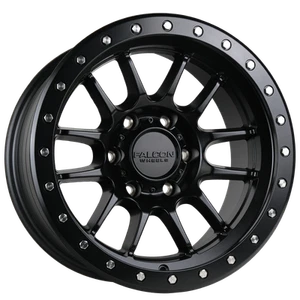 Falcon Wheels Rim T7 17x9 6x139.7 ET0 106.3CB Matte Black w/Black Ring & Silver - Picture 1 of 6