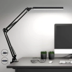Lámpara de Escritorio LED SKYLEO 80cm - 5 Modos de Luz, 11 Niveles, USB, Temporizador, Negro 12W - Imagen 1 de 5