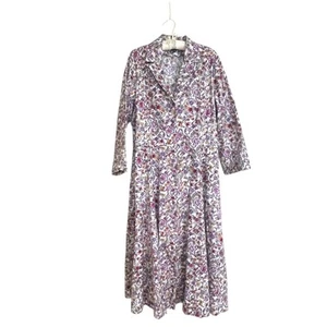 J. Peterman Vintage Size 20 Long Sleeve Shirt Dress Notched Collar Belt Floral - Picture 1 of 12