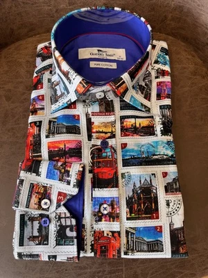 Camicia uomo Claudio Lugli Londra stampa timbro CP8016 - Immagine 1 di 3