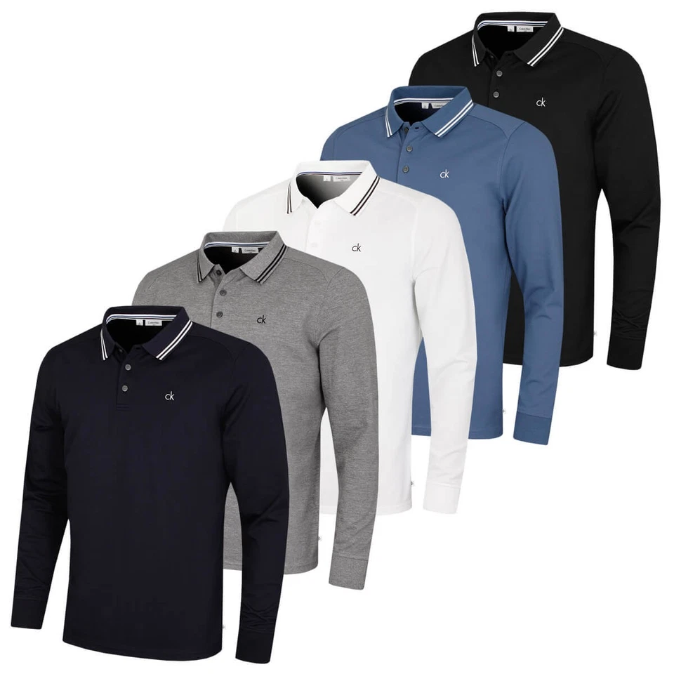 Calvin Klein Herren 2025 Campus Langarm Stretch Tipped Poloshirt 46% Rabatt UVP
