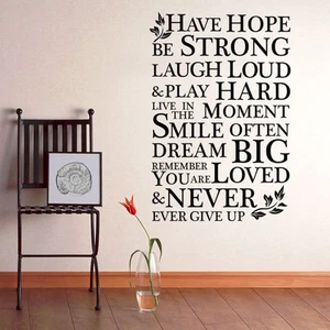 HAVE HOPE INSPIRATION Large Vinyl Art Wall Stickers Quotes Decal Bedroom Decora - Picture 1 of 6