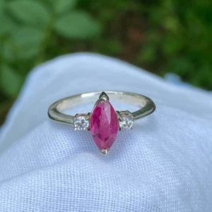 Anillo de piedras preciosas granate rosa genuino plata de ley 925 joyería regalo personalizado - Imagen 1 de 5