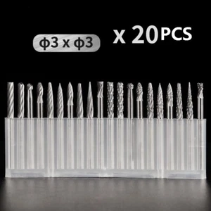 20Pcs(1Set) Assorted Carbide Rotary File Diam 3MM Blade x 3MM Stem Diam - Picture 1 of 6