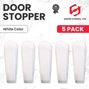 5 X DOOR STOP STOPS STOPPERS WEDGE WEDGES JAM - WHITE (SUL) NEW Office Home UK - Picture 1 of 14