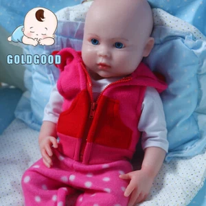 18"Handmade Lifelike Reborn Baby Doll Platinum Open Eyes Silicone Baby Girl Doll - Picture 1 of 13