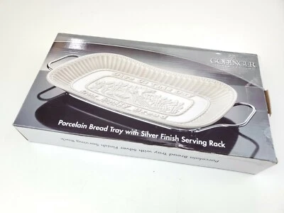 Godinger Silver Art Co. Porcelain Bread Tray w/ Silver Finish Serving Rack - Image 1 of 4
