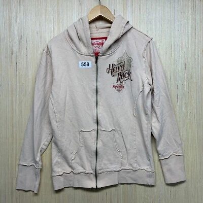 Hard Rock Cafe Hoodie Adult Size Extra Large Beige Long Sleeve Women's Y2K - Image 1 of 4