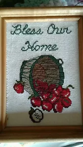 BLESS OUR HOME APPLE BASKET, CROSS STITCH - Picture 1 of 1