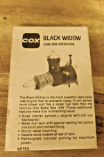COX BLACK WIDOW CARE AND OPERATION INSTRUCTIONS
