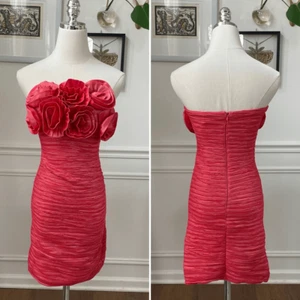 Arden B Melon Coral Plise Petal BodyCon Mini Dress S - Picture 1 of 6