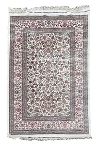 4X6 Ivory Tufted Pure Silk Rug Oriental Carpet 1000 KPSI (3'11" x 5'11") - Picture 1 of 4