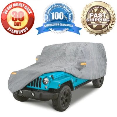 Gray Car Cover For Jeep Wrangler 1976-2022, 2-Door Models, Waterproof Cover - Image 1 of 4