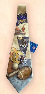 Corbata LSU TIGERS Fútbol/Béisbol/Baloncesto Alas de Águila 100% Seda NUEVA Foto 1 de 3