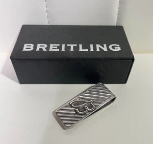 Breitling Watch Novelty Silver metal Engraved logo Money clip wz/Box Super Rare - Picture 1 of 6