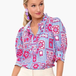 Antik Batik Blouse Honoka Blue pink NWT size small Women’s - Picture 1 of 7