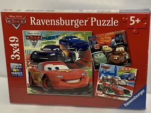 Ravensburger Disney Cars: Worldwide Racing Fun 3x49 Jigsaw Puzzle & Mini Poster