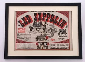 L*ZEPPELIN*Earl's Court*1975*ORIGINAL*GIANT*POSTER*AD*FRAMED*FAST WORLD SHIP - Imagen 1 de 5