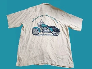 Camisa Harley Davidson Seda Para Hombre XL Tori Richard Motocicleta Hawaiana Bordada - Imagen 1 de 7