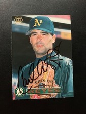 Carlos Reyes Signed 1996 Pacific Crown Collection Card Oakland Athletics A's COA