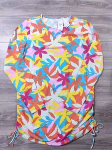 Lands End Swim Top Womens Large 14-16 Crewneck Rash Guard Floral Swimwear Tunic - Picture 1 of 6