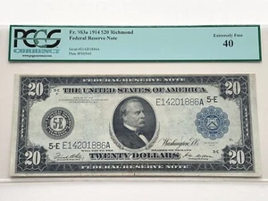 1914 $20 Richmond Federal Reserve Note - PCGS 40 Extremely Fine - Fr. 983a - Picture 1 of 2