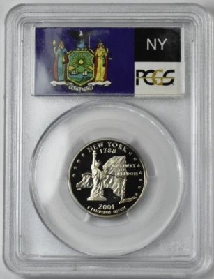 2001 S - CLAD PROOF NEW YORK STATE QUARTER PCGS PR69DCAM - Image 1 of 2