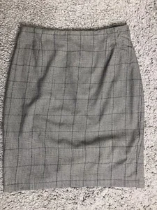 L K BENNETT SKIRT Wool Merino Casual Business Gray Check Uk 16 L - Picture 1 of 6