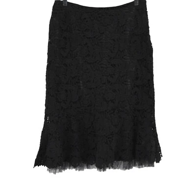 PERUVIAN CONNECTION Skirt Womens Size 8 Black Floral Lace Tulle Knee Length - Image 1 of 4