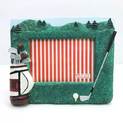 Bolsa de palos con marco de fotos 3D de golf cuenco verde hierba golf deportes resina 5" x 3,5" Foto 1 de 4