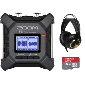 Zoom F3 Multitrack Portable Recorder w/ AKG K240 Headphones & 32GB Memory Card - Picture 1 of 11