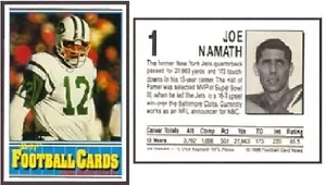 1990 Football Card News #1 Joe Namath - New York Jets NEAR MINT - SCARCE - Picture 1 of 1