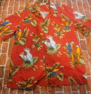 Pacific Legend Men’s Hawaiian Shirt Size XL Red Parrots Summer Tropical - Picture 1 of 1